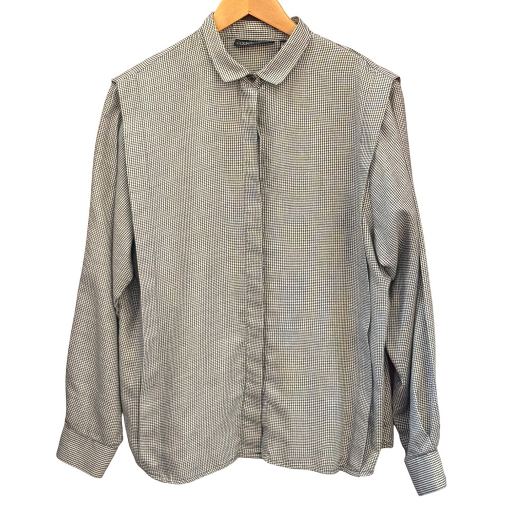 Vintage Counterparts Houndstooth Blouse Dark Academia Office Siren Minimalist
